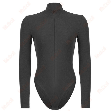 black bodysuit leisure plain pattern